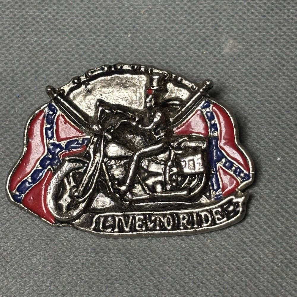 Vintage Rebel Rider From Hell Motorcycle Pin-Skeleton-Red Eyes-Large 3” Pin